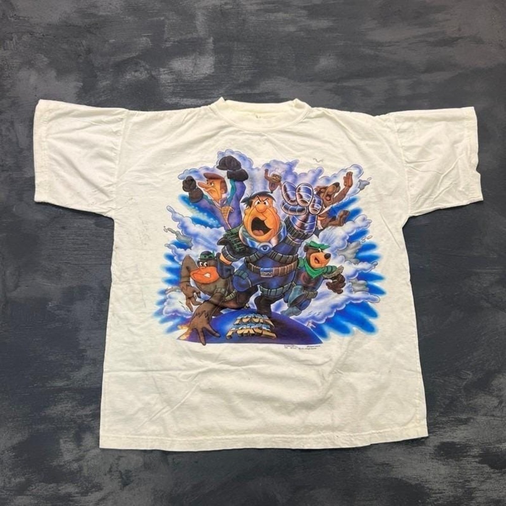 Vintage The Flintstones‎ Shirt Mens Large White 1990s Toon Force Cartoon Network